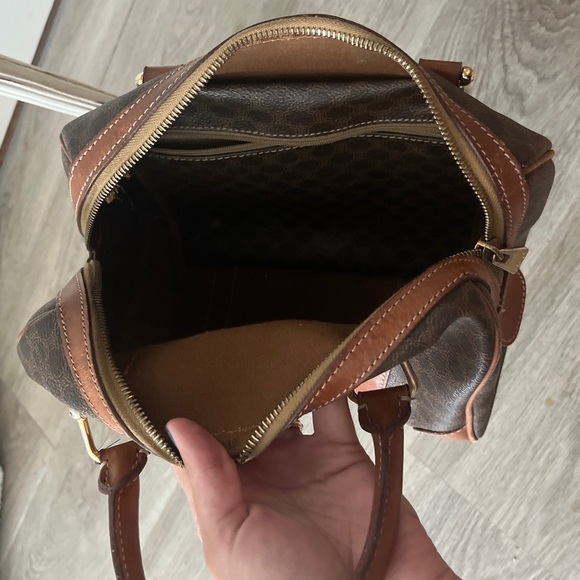 CELINE Macadam Mini Boston Hand Bag Purse Brown PVC Leather Italy - Picture 6 of 10